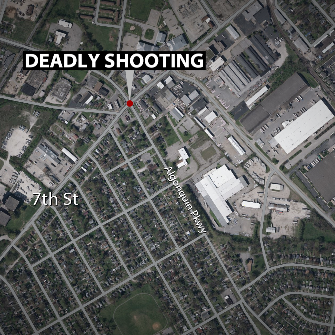 Map of shooting on 7th Street near Algonquin Pkwy